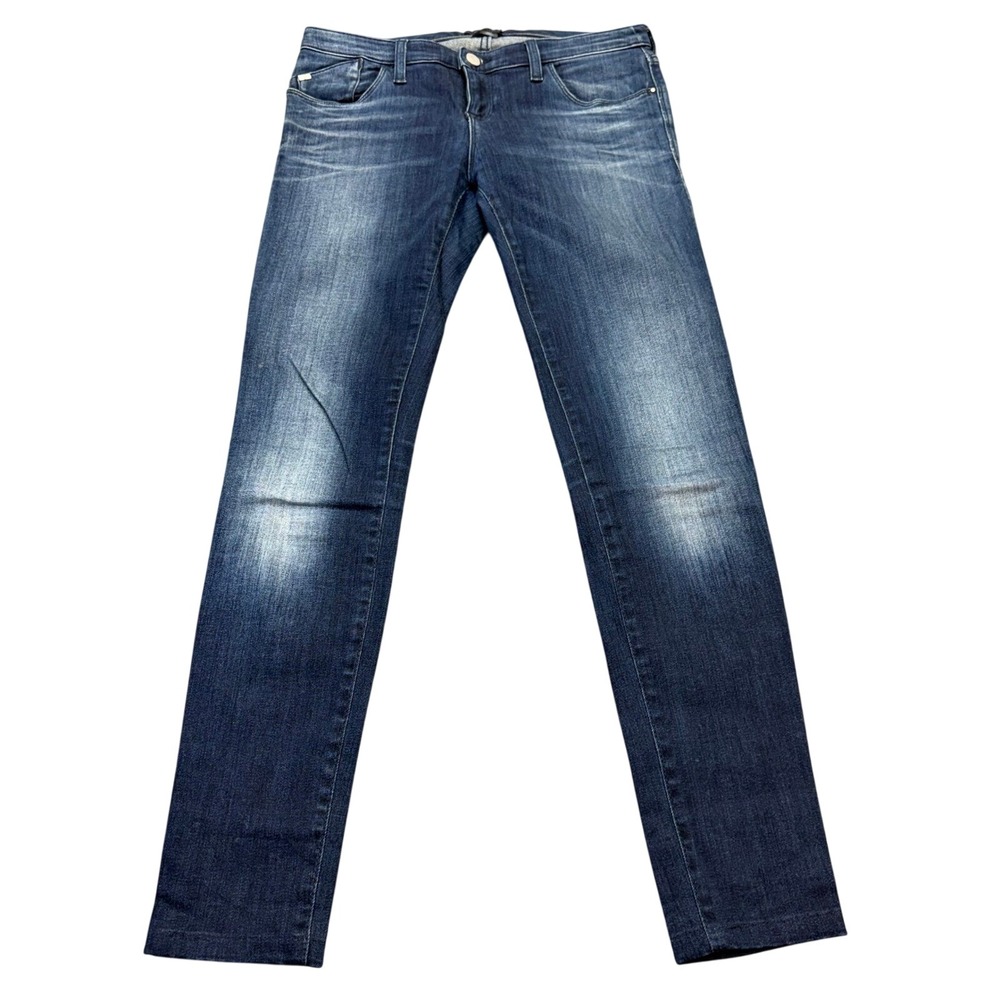 Armani Jeans Lotus Women 29x28 Slim Fit Dark Wash Studded Denim Blue Designer
